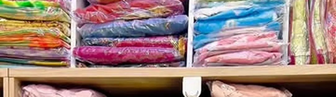 Fabric shelves inside Al Manaya Fashion